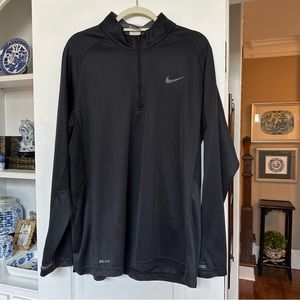 NIKE - men’s black 3/4 zip dri fit pullover grey accents on sleeve